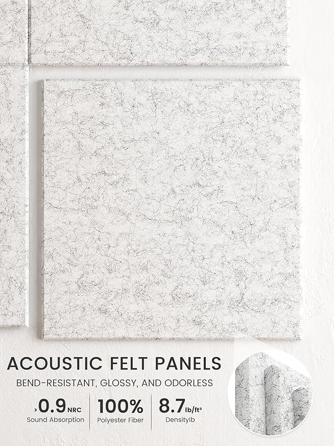 Bumusty Large Cork Board 48" x 36" Alternative - 12 Pack Felt Wall Tiles with 70 Safe Removable Adhesive Tabs, 30 Pushpins, Cork Boards for Walls Pin Board Bulletin Board Office Decor (Marble Gray)