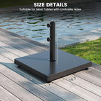 Sundale Outdoor Umbrella Base 42lbs with Stainless Steel Umbrella Tube, Heavy Duty Square Metal Built-in Cement Umbrella Stand, Black