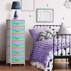 Sorbus Kids Dresser with 6 Drawers - Storage Chest Organizer Nightstand - Steel Frame, Wood Top, Tie-Dye Fabric Bins for Clothes - Wide Furniture for Bedroom, Hallway, Nursery, Closet, & Apartment