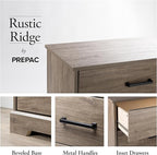 Prepac Rustic Ridge Farmhouse 6-Drawer Double Dresser, Brown Dresser for Bedroom, Chest of Drawers with 6 Storage Drawers, 53.25” wide x 18.25” deep x 28.5” tall, Brown
