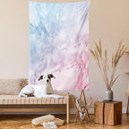 Ambesonne Marble Print Tapestry, Pastel Toned Cloudy Crack Lines Stained Antique Shabby Design, Wall Hanging for Bedroom Living Room Dorm Decor, 60" X 80", Pink