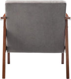 Accent Chair with Velvet Upholstery and Solid Wood Frame, Classic Mid-Century Modern Living Room Furniture for Extra Seating, Grey