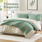Comfort Spaces Kienna Quilt Set- Double Sided Stitching Design Summer Blanket, Lightweight, Soft, All Season Bedding Layer, Matching Sham, Sage Green, Coverlet King (104"x90") 3 Piece
