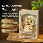 Christmas Snow Globe, Book Lantern with Snowman & Santa Claus – Vintage 8 Songs Musical Box, Automatic Snowfall, Led Light, USB Powered,for Christmas Festival Home Fall Decoration Gifts, Beige