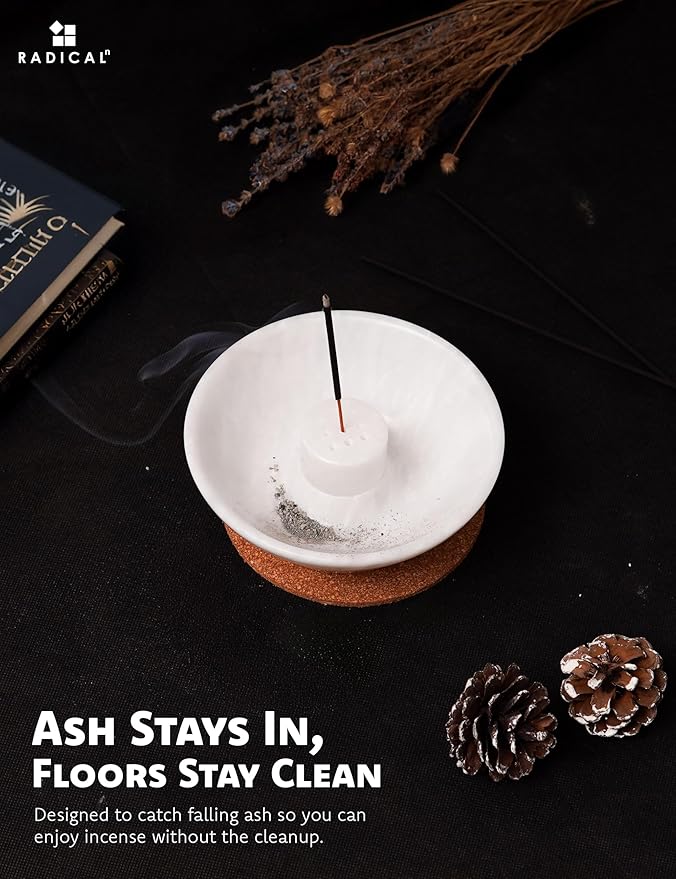 Radicaln Marble Incense Holder for Stick 5.5" Inches Handmade White Marbles Ashtray for Home Décor, Ideal Incense Stick Holder, Palo Santo Holder & Incense Holder Marble for Living Room