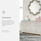 Signature Design by Ashley Paxberry Bohemian 6 Drawer Dresser with Carved Medallion Pattern, White