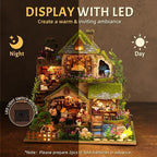 DIY Miniature House Kit with LED Lights, Forest Adventure Wooden Mini House Building Kit for Adults & Teens, Creative Crafts for Women, Friends & Hobbyists