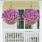 MARTINE MALL 18 Bundles Look Real Artificial Flowers for Outdoors, Realistic Fake Outdoor Flowers, UV Resistant Silk Pansy Flowers for Outside Faux Flowers Plants for Outdoor Porch Patio, Pink+Purple