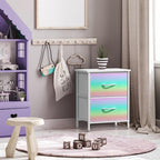 Sorbus Nightstand with 2 Drawers - Kids Bedside Furniture End Table Night Stand - Steel Frame, Wood Top & Easy Pull Fabric Bins - Dresser & Chest for Home, Bedroom Accessories, Office & College Dorm