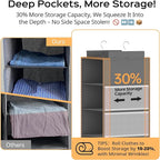Extra Deep Hanging Closet Organizer with 6 Shelves and Oversized Mesh Pockets, Heavy-Duty Structure, No Deformation, Max Storage for Clothes, Shoes, Hats, Dorms and RVs, Grey,1-Pack
