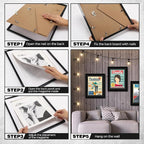 Geetery 4 Pcs Sports Magazine Frame for Wall Fits Measuring 8.5 x 11.25" Magazine Display Frame with Installed Hangers and Core Matting Plastic Comic Book Frames for Wall Hanging(Black , Black Mat)