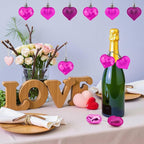Heart Ornaments, 24Pcs Hanging Heart Ornaments, Glitter Rose Red Heart-Shaped Baubles for Outdoor Wedding Anniversary Mother's Day Romantic Galentines Valentines Day Party Decorations