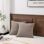 GAWAMAY Decorative Chenille Throw Pillow Covers 24x24 Inch Pack of 2, Soft Square Couch Pillow Cover for Sofa Cushion Living Room Bedroom Pillowcases Taupe Grey 60x60cm (ONLY Covers)