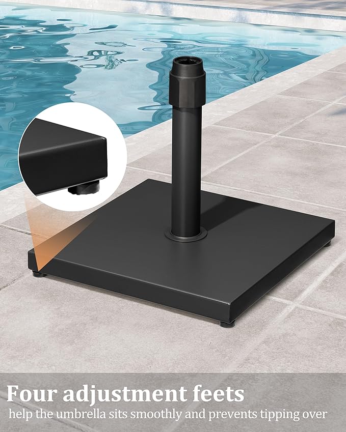 45lbs Patio Umbrella Base - Heavy Duty Outdoor Patio Market Umbrella Stand for Deck, Poolside, Balcony, Wind-Resistant Design,Black