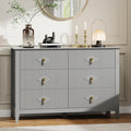 GarveeHome Fluted Dresser for Bedroom, 47.2 Inch Wide 6-Drawer Wood Dresser, Modern Chest of Drawers, Storage Organizer Cabinet for Living Room, Hallway, Entryway, Grey