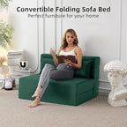 FILUXE Convertible Folding Sofa Bed-Sleeper Chair with Pillow, Modern Linen Fabric Floor & Futon Couch, Foldable Mattress for Living Room/Dorm/Guest Use/Home Office/Apartment, Standard Size,Dark Green