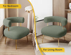 Mid Century Sherpa Boucle Accent Chair, Round Upholstered Barrel Arm Chair for Small Spaces, Fluffy Side Corner Sofa Chair for Living Room, Bedroom, Vanity, Office, Reading Nook(Green)
