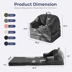 MAXYOYO Folding Sofa Bed with Backrest, Boneless Fold Out Couch Bed with Handle, 2 in 1 Convertible Bean Bag Chair to Floor Sofa Lounger, Comfy Folding Couch for Bedroom & Living Room, Dark Grey