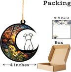LOVELYPOD DIY Dog Ornament Suncatcher Memorial Gifts for Dog Lovers, White Dog Decor on Moon Window Hangings Suncatcher, Loss of Dog Sympathy Gift, Remembrance Gifts in Memory(4 Inches)