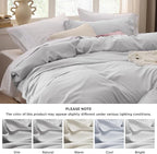 Bedsure Light Grey Duvet Cover Full Size - 3 Pieces Prewashed Extra Soft Cotton-Like Polyester Bedding Set, Includes 1 Duvet Cover 80x90 Inches with Zipper Closure & 2 Pillow Shams, No Comforter
