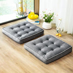 Floor Pillow Set of 2, Memory Foam Meditation Cushion, Floor Cushions for Adults Sitting, Large Square Seat Cushions for Yoga, Living Room, 22x22 Inch (Grey)