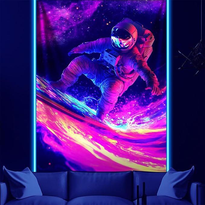 NYZE Astronaut Space Tapestry for Bedroom, Glow in the Dark Room Decor Wall Tapestries, Cool Galaxy Planet Wall Hanging, Wall Hanging for Men Guys Gamer Room Dorm Living Room 60in×80in
