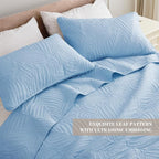 Exclusivo Mezcla Twin Quilt Bedding Set, Lightweight Sky Blue Quilts Twin Size for All Seasons, Soft Microfiber Bedspreads Coverlets Bed Cover with Leaf Pattern, 2 Piece