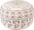 Creative Co-Op Boho Round Wool Blend Kilim Pouf with Geometric Design, Multicolor