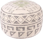 Creative Co-Op Boho Round Wool Blend Kilim Pouf with Geometric Design, Multicolor