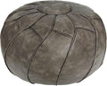Thgonwid Round Unstuffed Pouf Cover, Leather Foot Stool Ottoman with Storage, Bean Bag Floor Chair, Multi Functional Footrest for Living Room, Bedroom or Balcony (Deep Gray)