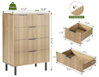 GarveeHome Oak Fluted 5 Drawer Dresser for Bedroom, Modern Wood Chest of Drawers with Wide Drawers, Closet Dresser Organizer with Anti-Tipping Device and Metal Legs for Hallway Entryway