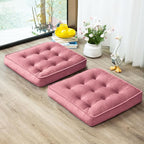 Floor Pillow Set of 2, Memory Foam Meditation Cushion, Floor Cushions for Adults Sitting, Large Square Seat Cushions for Yoga, Living Room, 20x20 Inch (Pink)