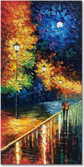 Alenoss Hand Painted Vertical Abstract Large Canvas Wall Art 48x24 Inches Oil Paintings on Canvas Blue Artwork for Wall Home Decorations Wall Décor