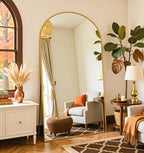 Full Length Mirror, 76"x44" Arched Full Body Mirror, Oversized Floor Mirrors, Leaning Free Standing Mirrors, Hanging Mounted Large Mirrors for Bedroom Dressing Room, Cloakroom, Gold