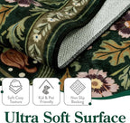 Moynesa Floral 10x14 Area Rugs for Living Room, Green Extra Large Rug for Bedroom Boho Washable Dining Room Rug, Non Slip Ultra Thin Soft Floor Carpet for Home Office Farmhouse, Green