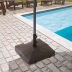 Casafield Patio Umbrella Base, 64lb Capacity, Fillable Heavy Duty Rolling Stand with Handle for Outdoor, Patio, Lawn, Deck, Poolside - Brown