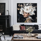 YPGEAME Vintage Wall Art, 3D Oil Texture Paintings Wall Decor, Floral Woman Wall Art, Room Aesthetics Decorative Modern Floral Art Women for Living Room, Bedroom, Office, 40x40 in