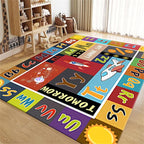 ABC Education Area Rug Children's Range of Rugs for Learning English Letters Prints Funny Space Theme Patchwork Carpet Kids Gaming Time Throw Rugs for Living Dining Room Laundry Bath, 2x5ft