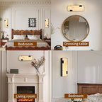 Modern Alabaster Wall Sconce 14.17” Black Frame with Natural Marble Shade Dimmable 3000K Warm Glow Light for Bedroom Hallway Bathroom Fireplace Staircase
