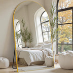 Suidia Arched Full Length Mirror, 82"x44" Floor Mirror Freestanding, Floor Standing Full Body Mirror with Stand for Bedroom, Hanging Leaning Mounted for Living Room Cloakroom, Gold