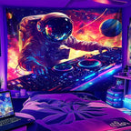 NYZE Astronaut Space Tapestry for Bedroom, Glow in the Dark Room Decor Wall Tapestries, Cool Galaxy Planet Wall Hanging, Wall Hanging for Men Guys Gamer Room Dorm Living Room 90x70 in