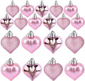 JULMELON 24 Pieces Valentine’s Day Heart Shaped Ornaments, 3D Heart Shaped Bulk Hanging Ornaments, Glossy and Matt Glitter Hearts Hanging Decorations for Valentines Day Tree Decorations Party Home