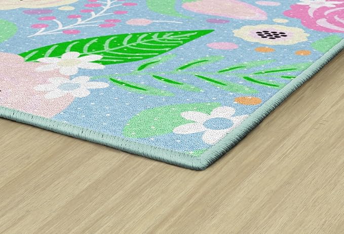 Flagship Carpets Schoolgirl Style Pretty in Pastel Floral Rug Educational Area Rug for Kids Room, Children's Classroom Rug for Teaching and Playroom, 7'6" X 12'