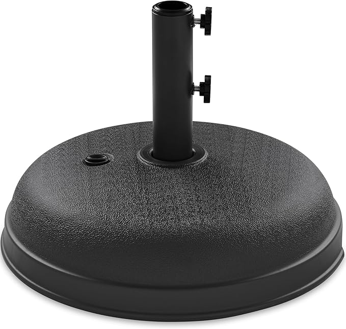 Best Choice Products Fillable Umbrella Base Stand Round Dome Plastic Patio Umbrella Base Stand, Pole Holder for Outdoor, Lawn w/ 55lbs Weight Capacity, Adjustment Knob - Black