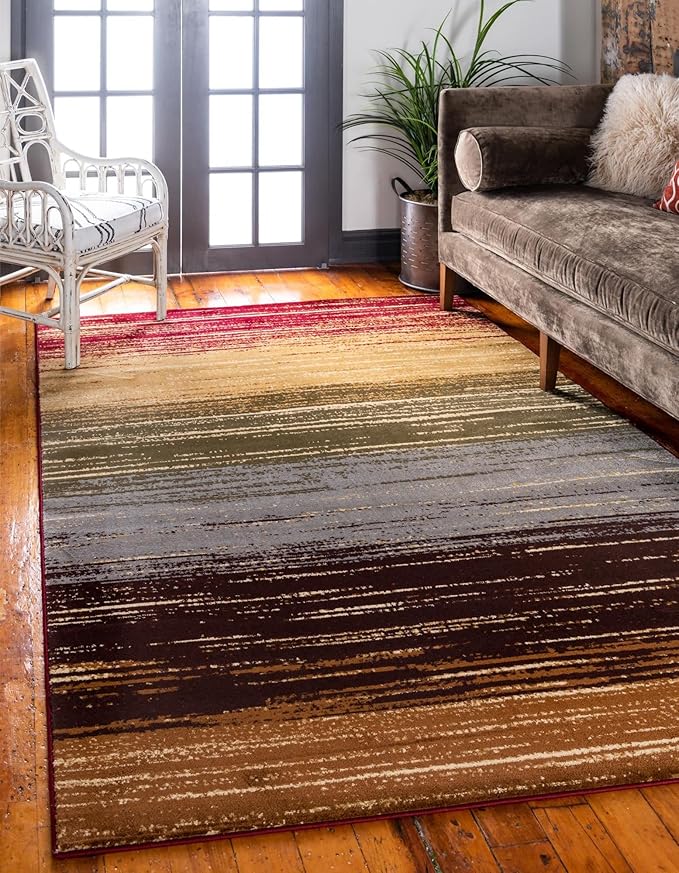 Unique Loom Barista Collection Area Rug - Mundo Nova (5' 3" x 8' Rectangle, Beige/ Blue)
