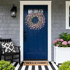 Wreaths for Front Door, 24 Inch Spring/Summer Front Door Wreath, Pink Paper Flower Wreath for All Seasons for Indoor Home Wall Window Office Wedding Farmhouse Decor (Pink)