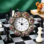 Mini Tabletop Clock, Decorative Vintage Floral Metal Table Clock with Battery Operated for Bedside, Table, Living Room, Home and Office