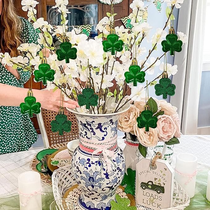 St Patricks Day Ornaments for Tree, 30 Pieces Shamrock Ornaments, Saint Patricks Day Tree Decorations