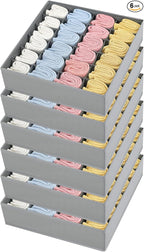 Joyoldelf Sock Organizer Drawer Organizer - Underwear Organizer, 24 Cell Collapsible Closet Organizers and Storage Sock Holders Organizers for Storing Socks, Ties, Belts 6 Pack