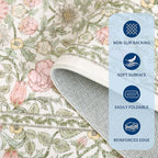 GarveeHome Pink and Green Vintage Floral Washable Rugs 6x9 for Living Room Boho Retro Botanical Rug Low Pile Stain Resistance Non Slip Carpet for Bedroom Nursery Dining Room